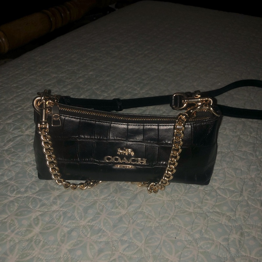 COACH Charlotte Shoulder Bag, Black Leather